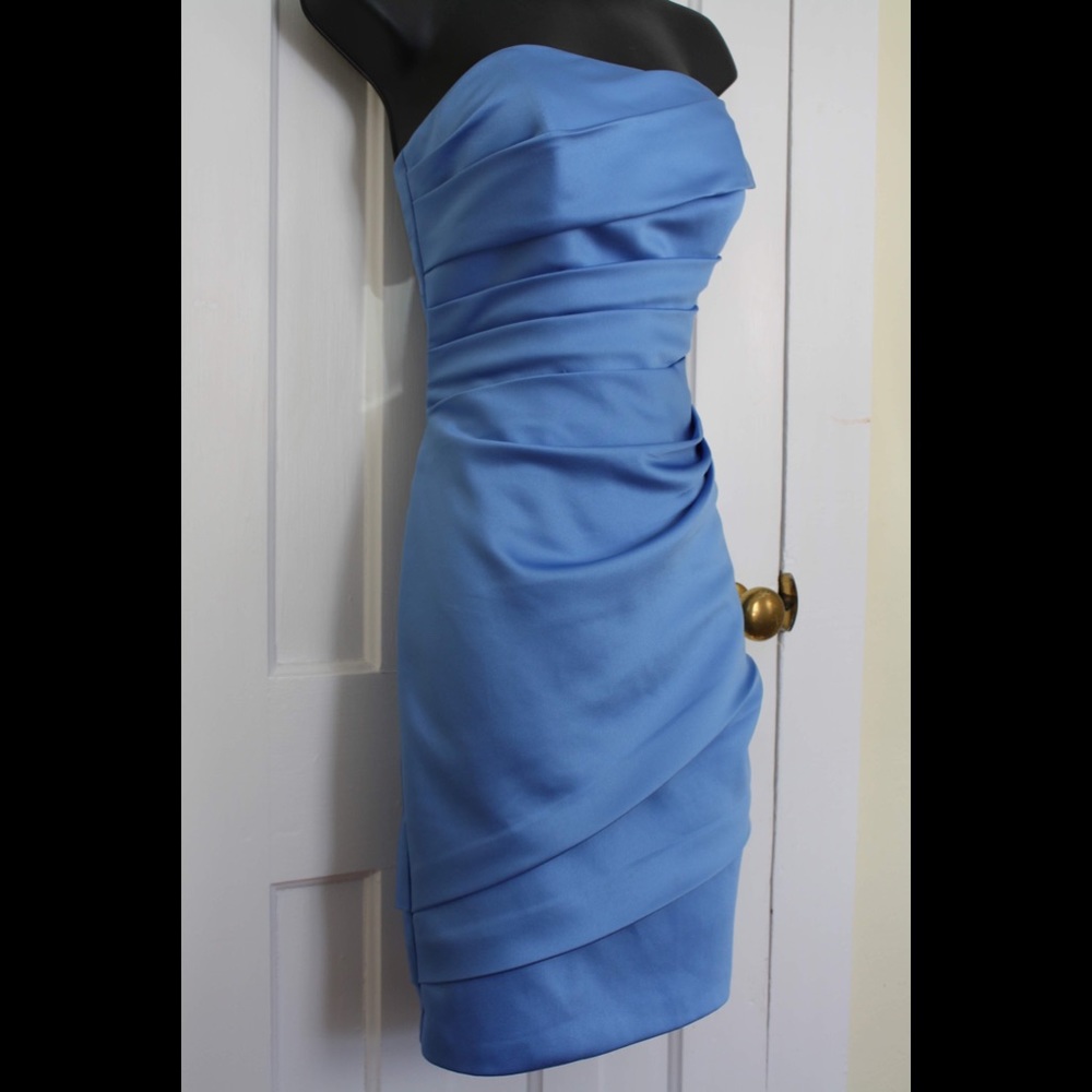 • David’s Bridal • Pleated Satin Strapless Dress